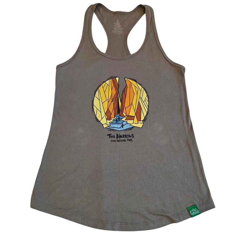 Wild‎ Tribute Zion National Park Tank Top Medium Khaki Green Narrows Graphic